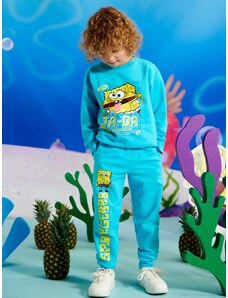 Sinsay - Tepláky jogger SpongeBob - tyrkysová