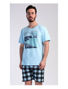 Gazzaz Pánské pyžamo šortky Wander, barva světle modrá, 100% bavlna