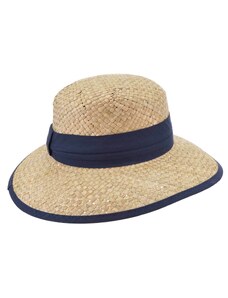 Dámský letní slaměný (mořská tráva) klobouk s modrou stuhou - Seeberger since 1890