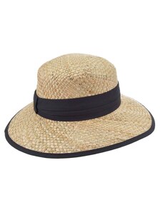 Dámský letní slaměný (mořská tráva) klobouk s černou stuhou - Seeberger since 1890