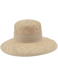 Dámský letní slaměný (mořská tráva) klobouk s béžovou stuhou - Seeberger since 1890