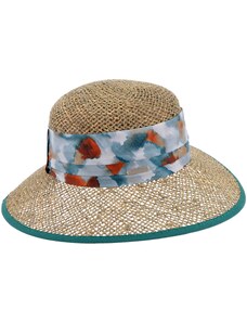 Dámský letní slaměný (mořská tráva) klobouk s barevnou stuhou - Seeberger since 1890
