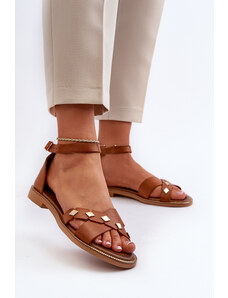 Kesi Zazoo dámské ploché kožené sandály, hnědé