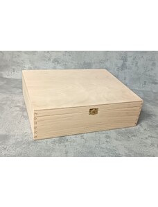 Dřevěná krabička na víno s velkou přihrádkou a zapínáním, přírodní, vhodné pro gravírování nebo decoupage - 2. JAKOST!