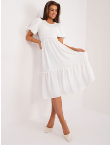 ITALY MODA Bílé volánové midi šaty --white Bílá