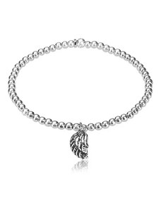 Šperky Eshop - Roztahovací náramek - zvlněné andělské křídlo s patinou, kuličky, stříbro 925 R17.04