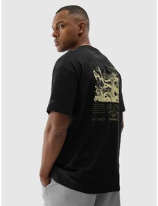 4F Pánské tričko oversize s potiskem - černé