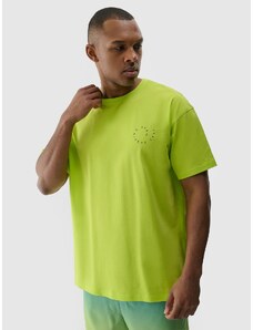 4F Pánské tričko oversize s potiskem - zelené