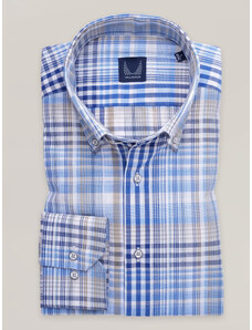Willsoor Pánská košile slim fit s modrým károvaným vzorem 16823