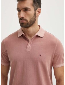 Bavlněné polo tričko Tommy Hilfiger růžová barva, MW0MW34757