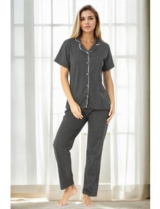 U4716 Dewberry Womens Short Sleeve Pyjama Set-ANTHRACITE