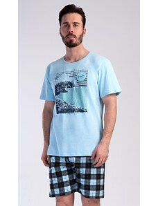 Gazzaz Pánské pyžamo šortky Wander - světle modrá