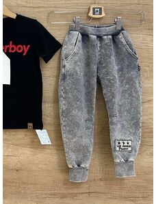 MIMI moda dla dzieci Chlapecké soft jeans kalhoty acid šedé