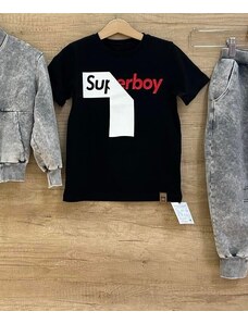 MIMI moda dla dzieci Chlapecké tričko Superboy černé