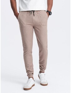 Ombre Clothing Trendy kávové pletené kalhoty V2 PASK-0211