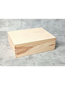 Dřevěná krabička s víkem a organizérem- 25 x 20 x 7 cm, přírodní
