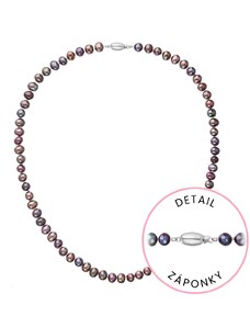 Evolution Group Perlový náhrdelník z říčních perel se zapínáním z bílého 14 karátového zlata 822001.3/9271B dk.peacock