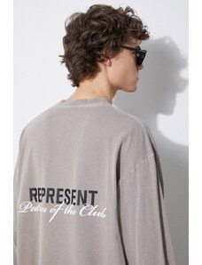Bavlněné tričko s dlouhým rukávem Represent Patron Of The Club béžová barva, s potiskem, MLM4276.505