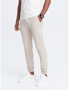 Ombre Clothing Trendy béžové pletené kalhoty V1 PASK-0211