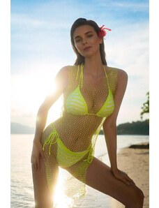Marilyn Neonově-žluté plážové síťované šaty Cleo