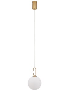 Bílo-zlaté skleněné závěsné LED světlo Nova Luce Hook 18 cm