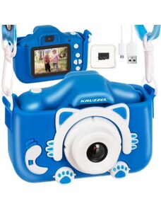 Dětský digitální fotoaparát Kruzzel AC22295, modrý, Full HD, s 32GB kartou a vestavěnými hrami