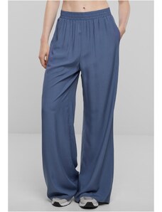 UC Ladies Dámské viskózové kalhoty s širokými nohavicemi - modré