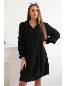 FASARDI Oversize šaty s volánovými rukávy, černé