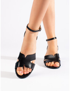 Výborné černé dámské sandály na širokém podpatku