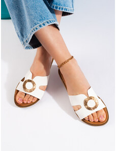 Výborné sandály bílé dámské bez podpatku