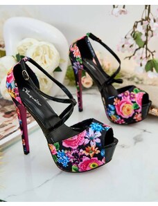 Ideal Shoes Royalfashion Dámské květinové lodičky Heloffer - Černá