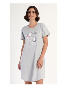 Vienetta Dámské domácí šaty s krátkým rukávem Ježci, barva šedá, 100% bavlna