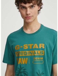 Bavlněné tričko G-Star Raw zelená barva, s potiskem, D24681-336