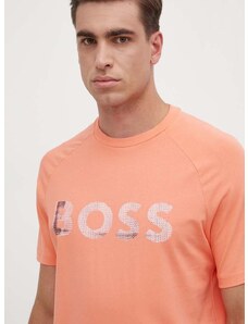 Tričko Boss Green oranžová barva, s potiskem, 50512999