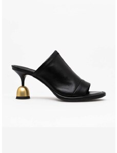 Kožené pantofle Vanda Novak Gaia dámské, černá barva, na podpatku