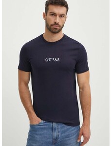 Bavlněné tričko Guess tmavomodrá barva, s aplikací, M4GI92 I3Z14