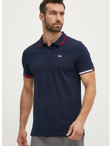 Bavlněné polo tričko Tommy Jeans tmavomodrá barva, DM0DM12963