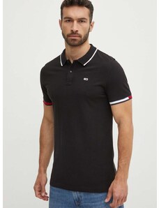 Bavlněné polo tričko Tommy Jeans černá barva, DM0DM12963