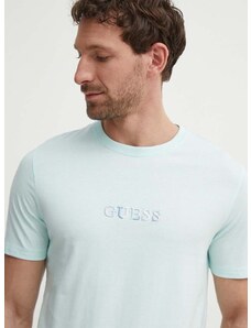 Bavlněné tričko Guess tyrkysová barva, s aplikací, M4GI92 I3Z14
