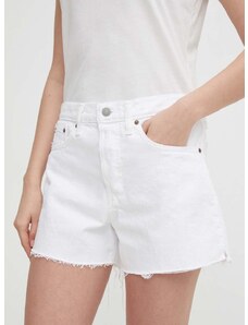 Džínové šortky Polo Ralph Lauren dámské, bílá barva, hladké, high waist, 211934947