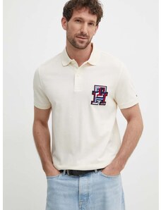 Polo tričko Tommy Hilfiger béžová barva, s aplikací, MW0MW34842