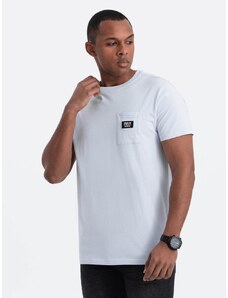 Ombre Clothing Trendy tričko s ozdobnou kapsou světle modré V9 TSCT-0109