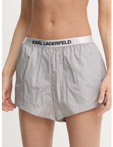 Kraťasy Karl Lagerfeld dámské, šedá barva, hladké, high waist