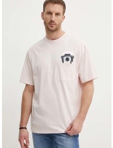 Bavlněné tričko Karl Lagerfeld Dour Darcel X Karl růžová barva, s potiskem, 542270.755099