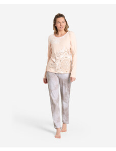 The Spirit of OM dámské pyžamo komplet - kalhoty s tričkem z bio bavlny - meruňkové - L