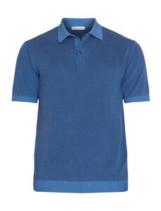 KnowledgeCotton Apparel KnowledgeCotton Apparel Two-toned Knitted Polo Shirt — Moonlight Blue
