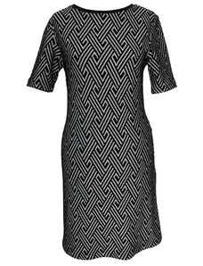 Černo-bílé úpletové šaty s výrazným vzorem Orsay