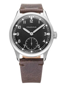 Praesidus Watches Stříbrné pánské hodinky Praesidus s koženým páskem DD-45 Factory Fresh Brown 38MM Automatic