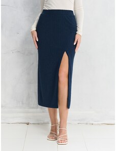 Sinsay - Midi sukně z žebrovaného úpletu - námořnická modrá