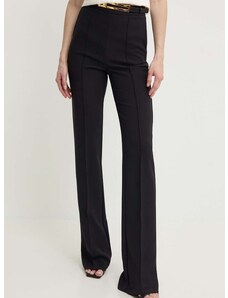 Kalhoty Elisabetta Franchi dámské, černá barva, jednoduché, high waist, PA03442E2
